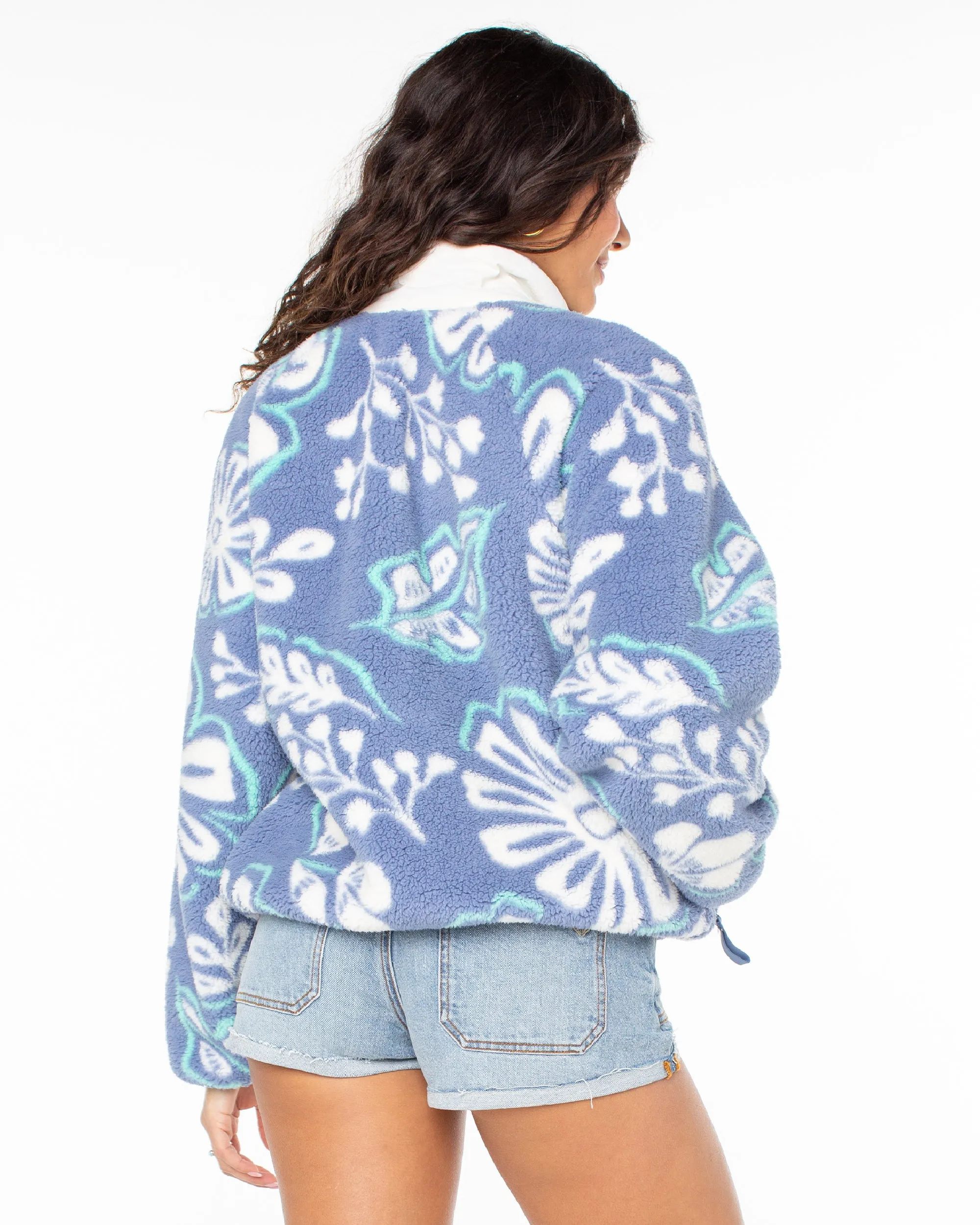 Kipsie Solid Fleece Sweater - Infinity Blue